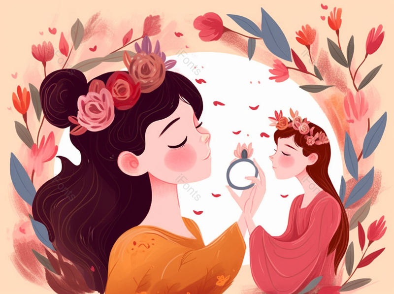 母亲节插画原创手绘人物插画海报女神女王肌理插画问香的女人,插画/手绘图,插画/手绘图库,插画/手绘图下载,插画/手绘